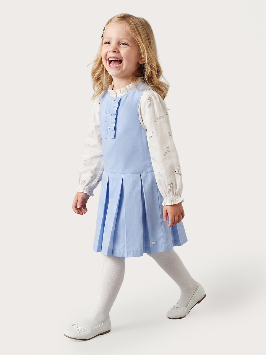 Round Neck Long Sleeves Top and Pinafore Set with Tights