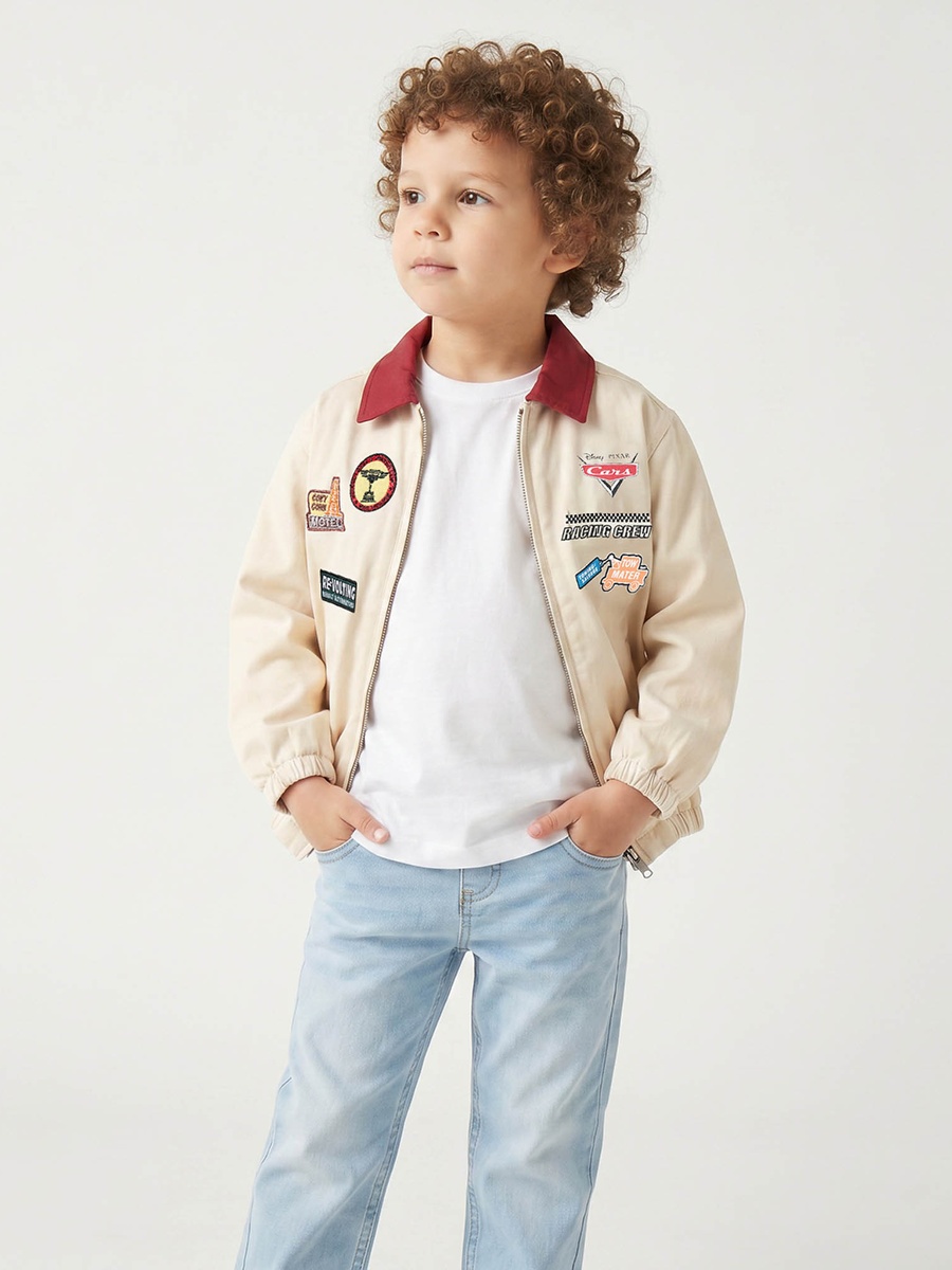 Juniors Lightning McQueen Print Bomber Jacket with Long Sleeves