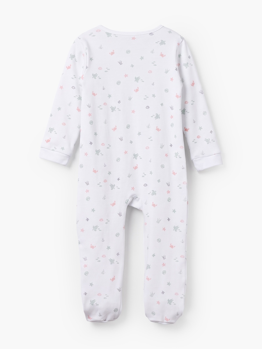 Juniors Cotton Round Neck Long Sleeves Sleepsuit with Oceanic Print