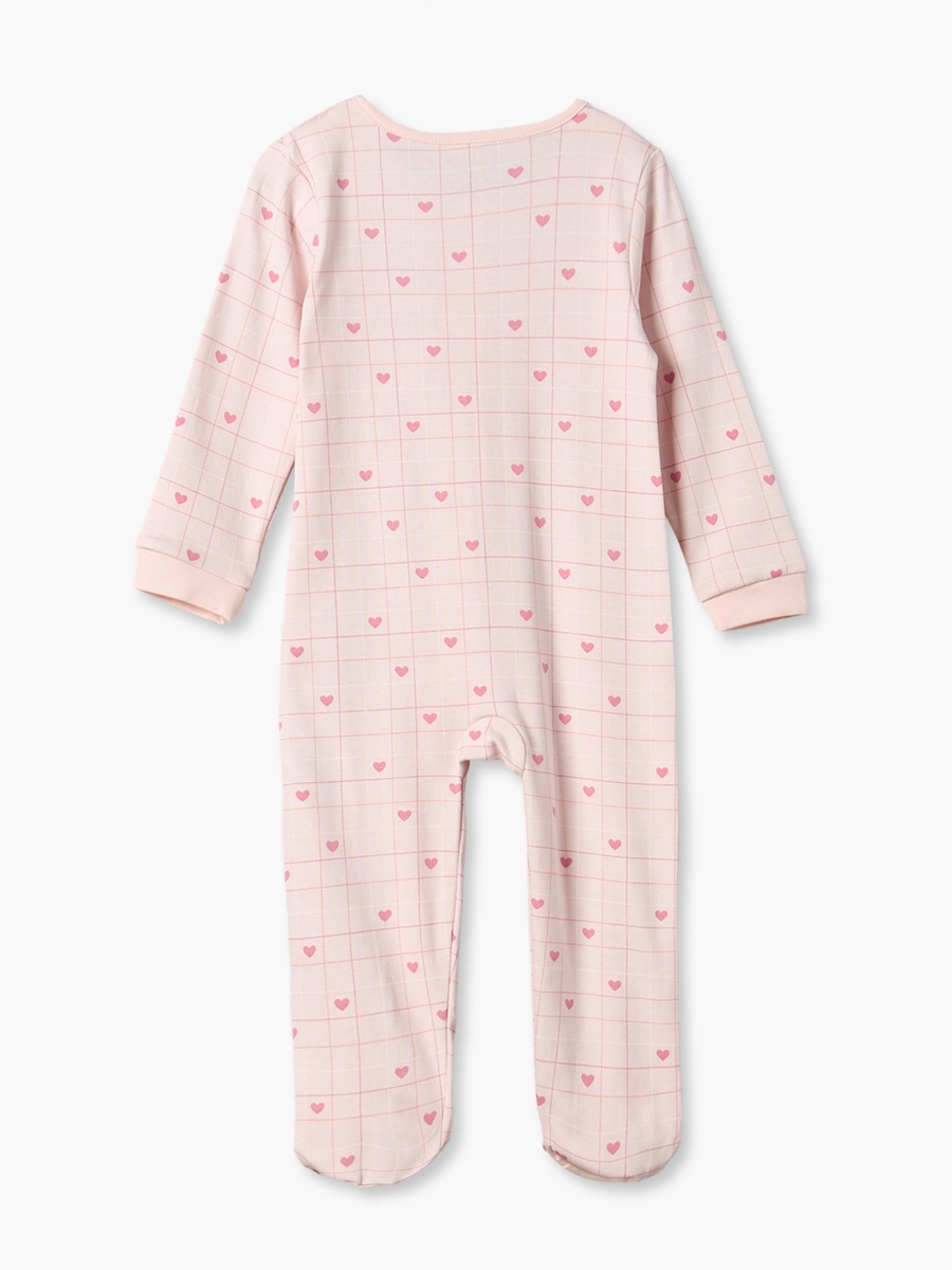 Juniors Cotton Crew Neck Long Sleeves Sleepsuit with Heart Print