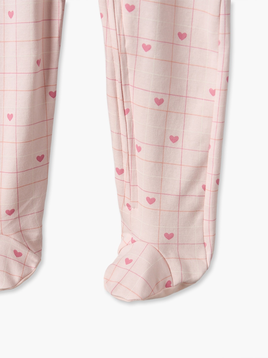 Juniors Cotton Crew Neck Long Sleeves Sleepsuit with Heart Print
