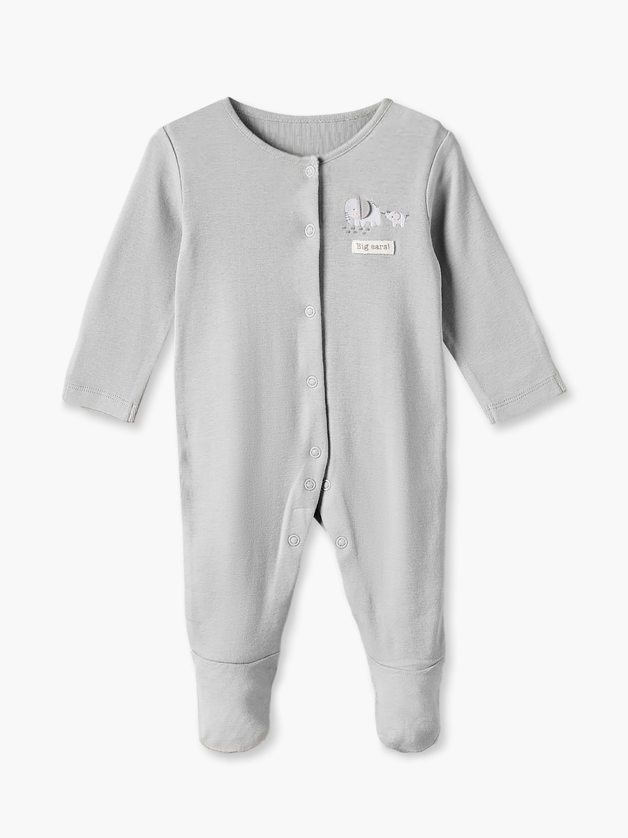 Pack of 3 Juniors Cotton Crew Neck Long Sleeves Sleepsuit with Elephant Print