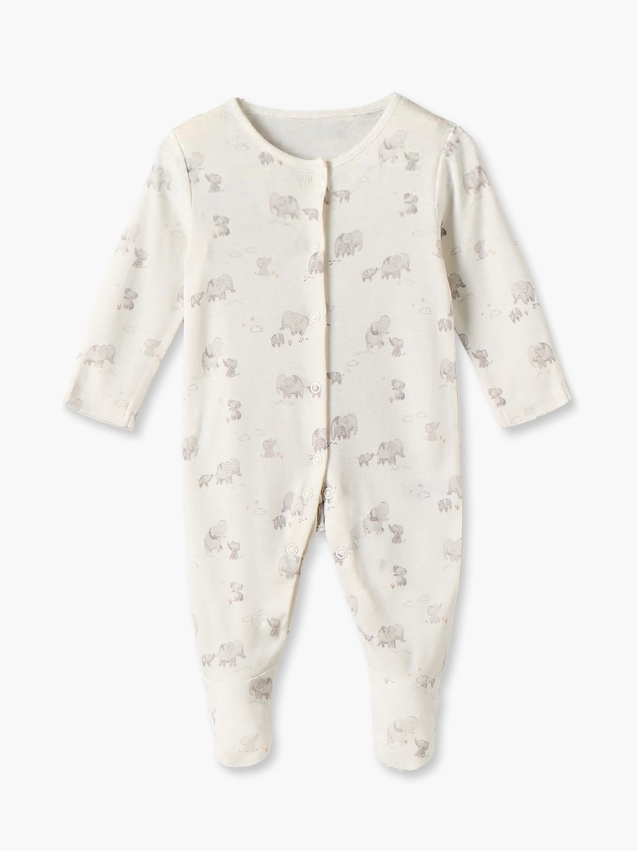 Pack of 3 Juniors Cotton Crew Neck Long Sleeves Sleepsuit with Elephant Print