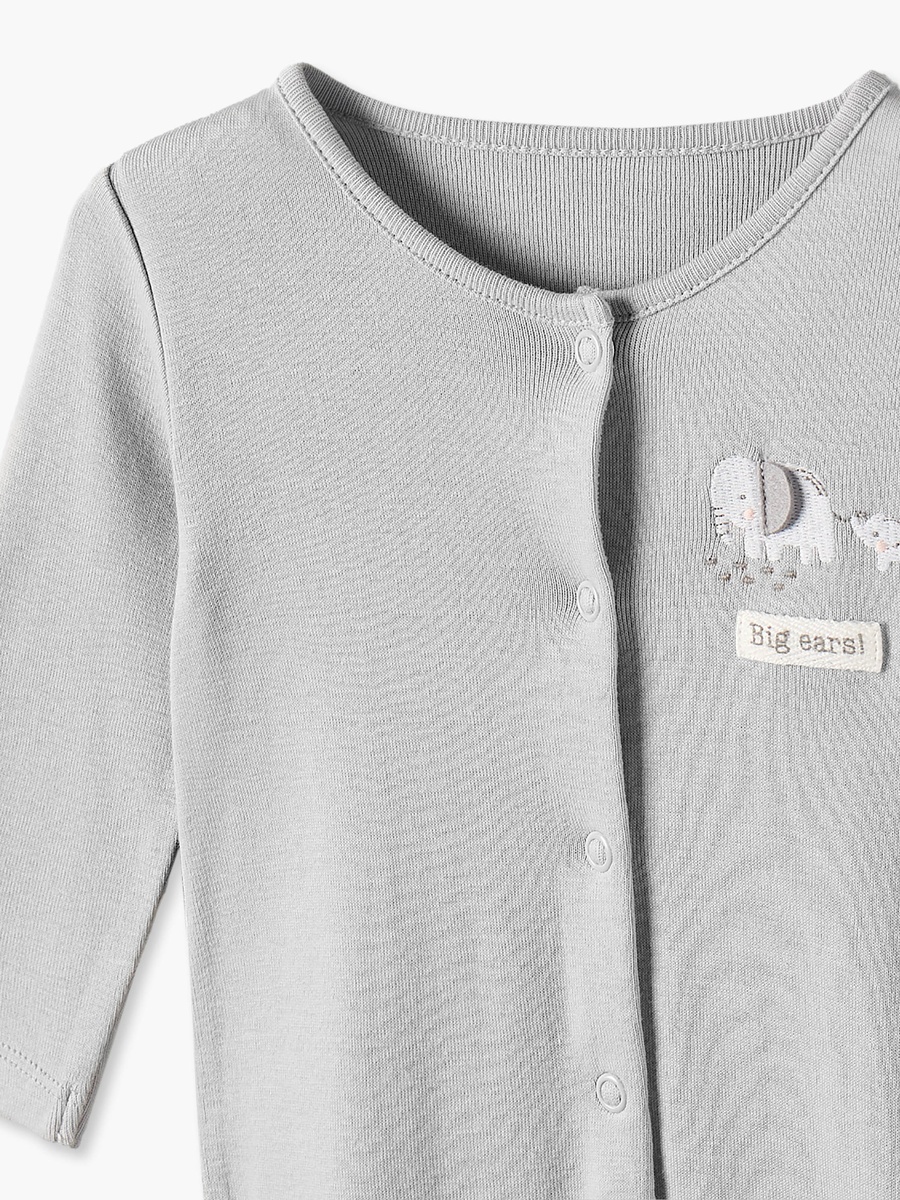 Pack of 3 Juniors Cotton Crew Neck Long Sleeves Sleepsuit with Elephant Print