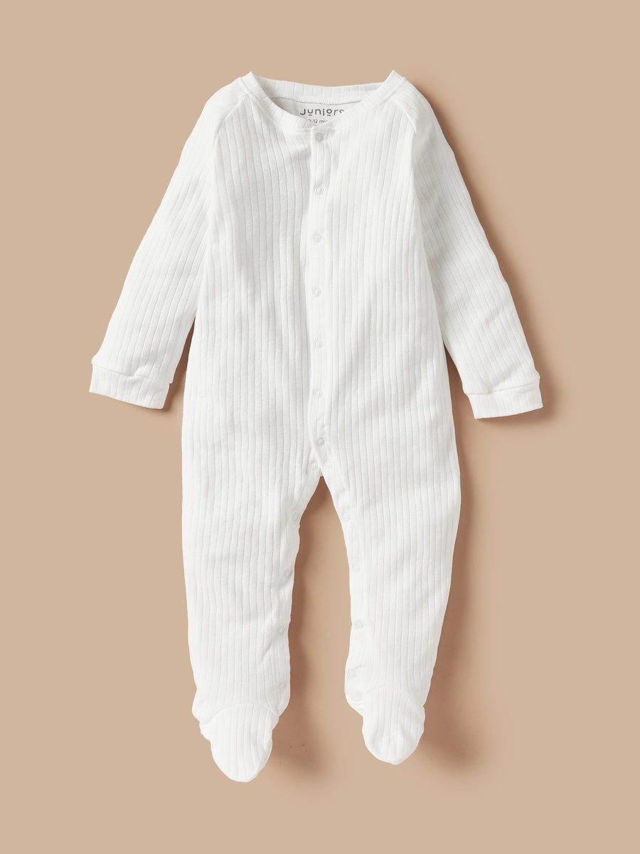 Juniors Ribbed Closed Feet Sleepsuit with Button Closure