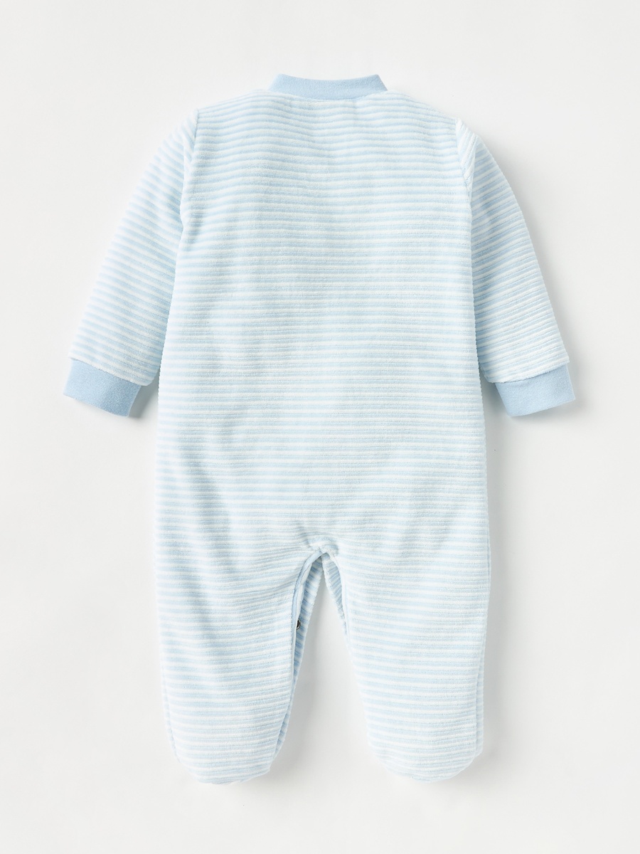 Juniors Striped Closed Feet Sleepsuit with Long Sleeves and Button Closure