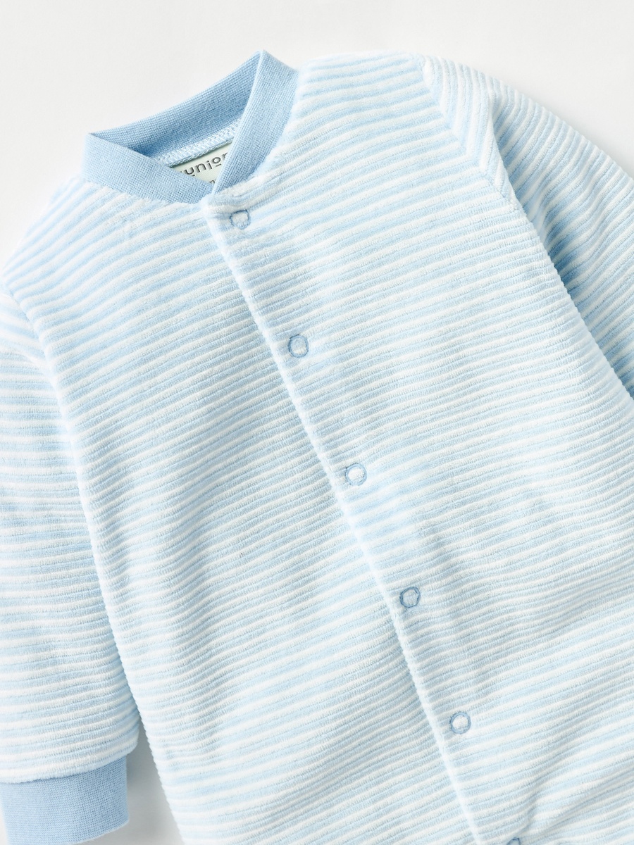 Juniors Striped Closed Feet Sleepsuit with Long Sleeves and Button Closure