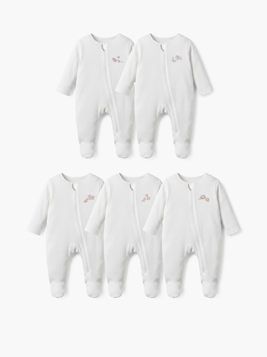 Juniors Cotton Crew Neck Long Sleeves Sleepsuit with Safari Print
