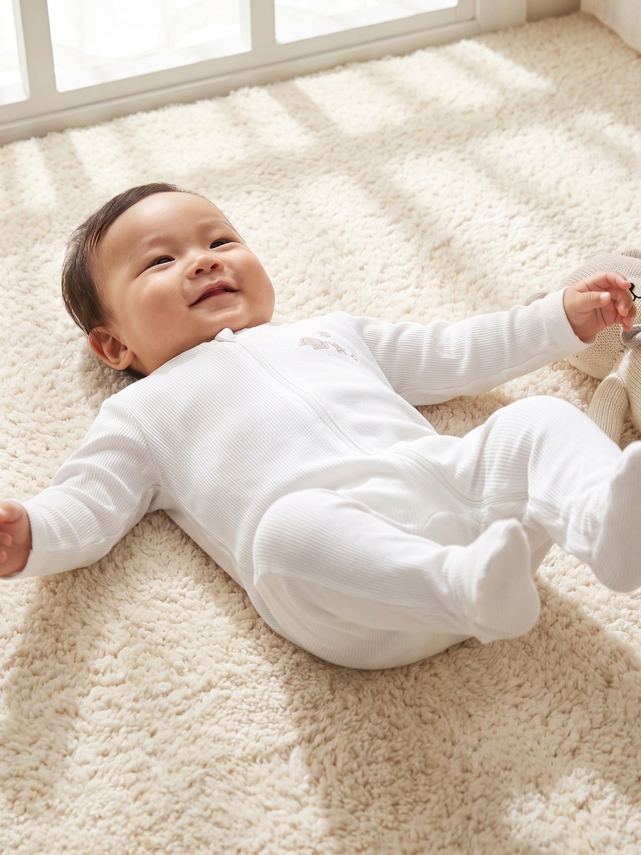 Juniors Cotton Crew Neck Long Sleeves Sleepsuit with Safari Print