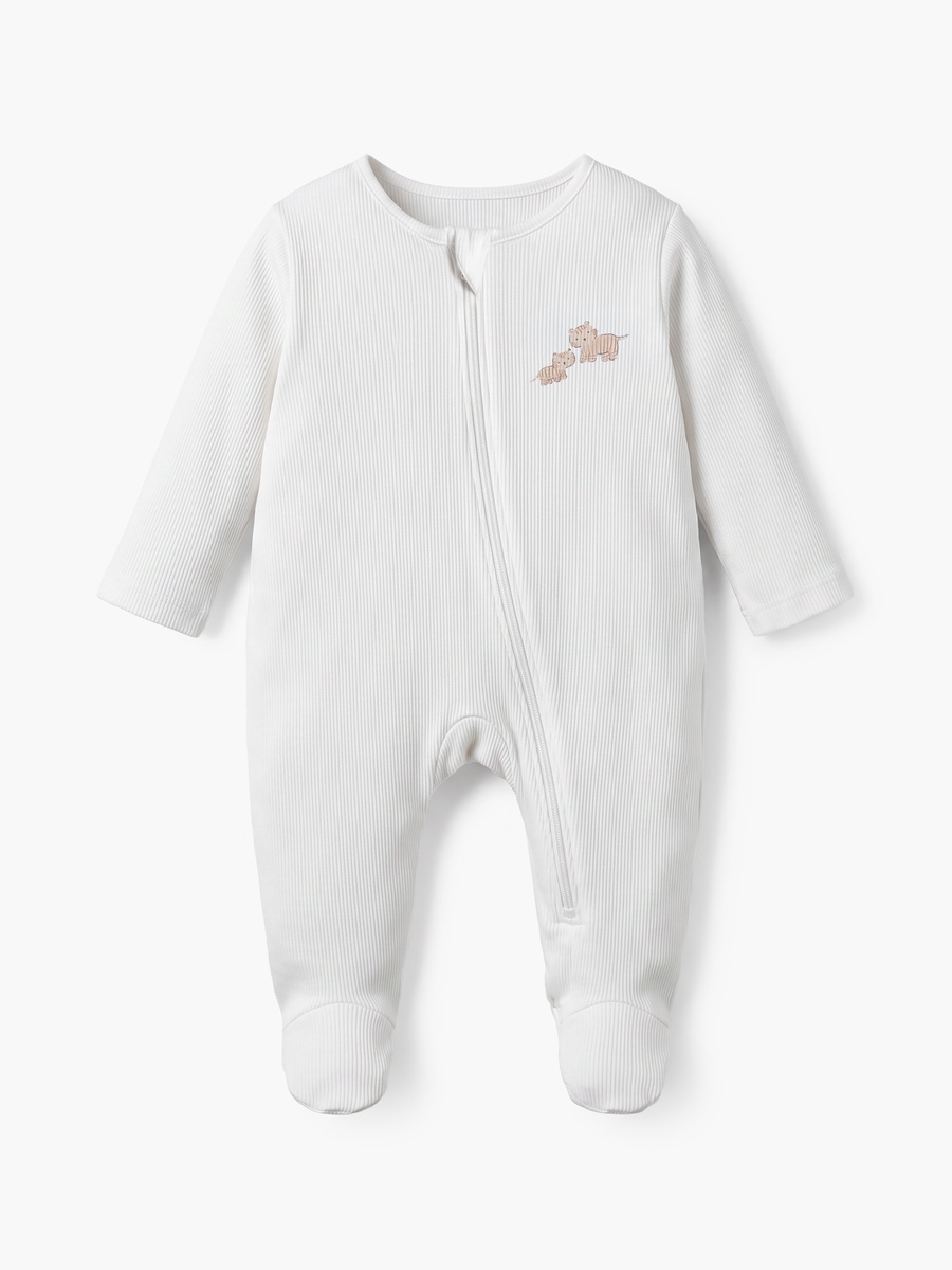 Juniors Cotton Crew Neck Long Sleeves Sleepsuit with Safari Print
