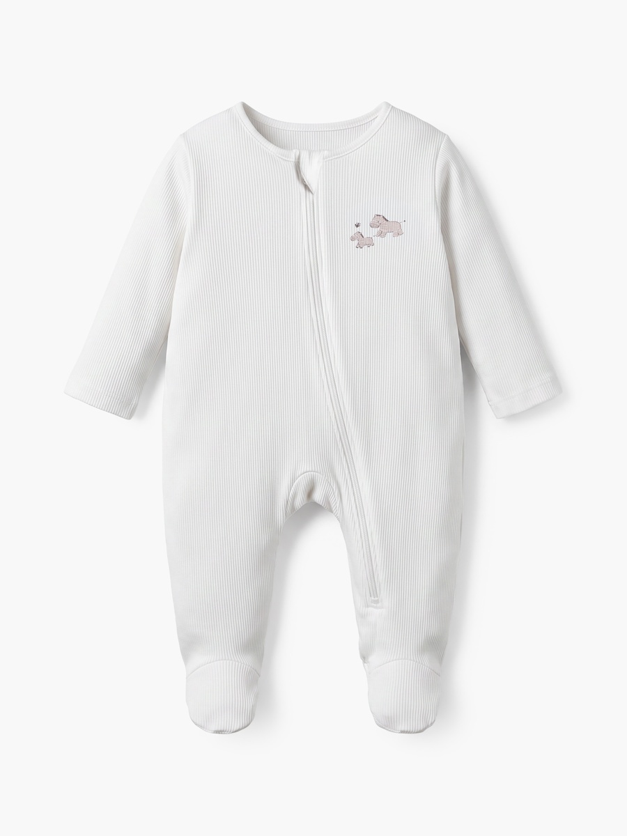 Juniors Cotton Crew Neck Long Sleeves Sleepsuit with Safari Print
