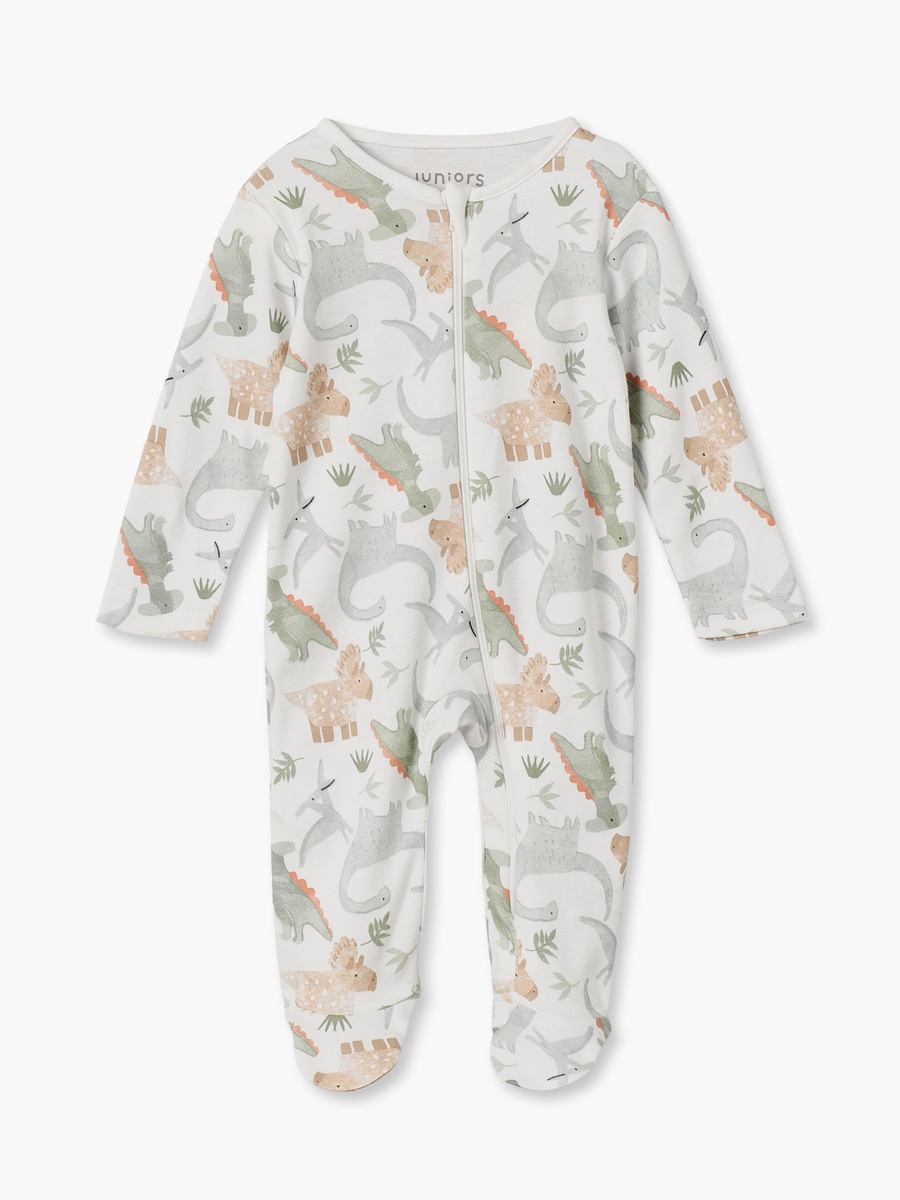 Juniors Cotton Crew Neck Long Sleeves Sleepsuit with Dinosaur Print