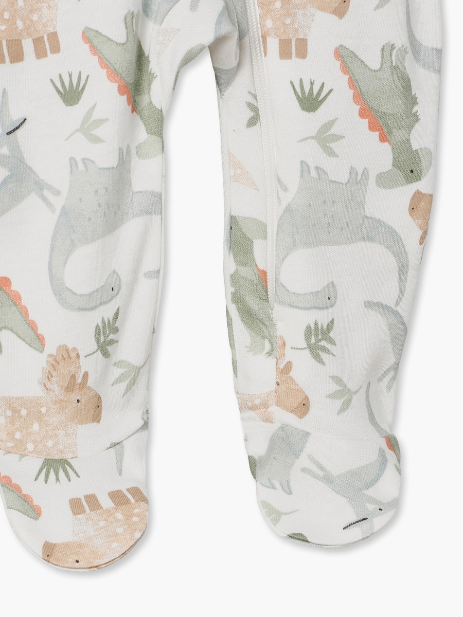 Juniors Cotton Crew Neck Long Sleeves Sleepsuit with Dinosaur Print