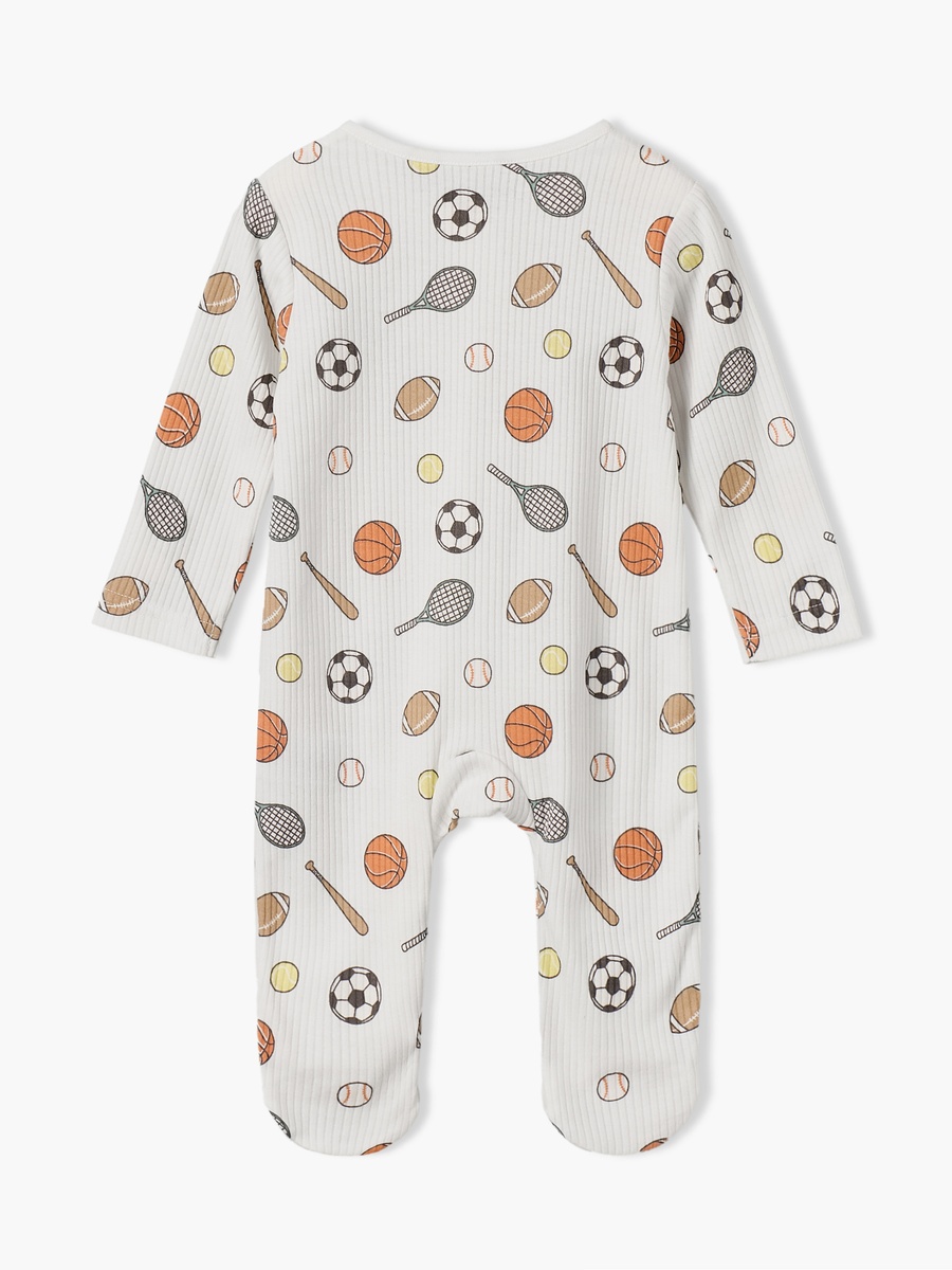Juniors Cotton Round Neck Long Sleeves Sleepsuit with Sports Print