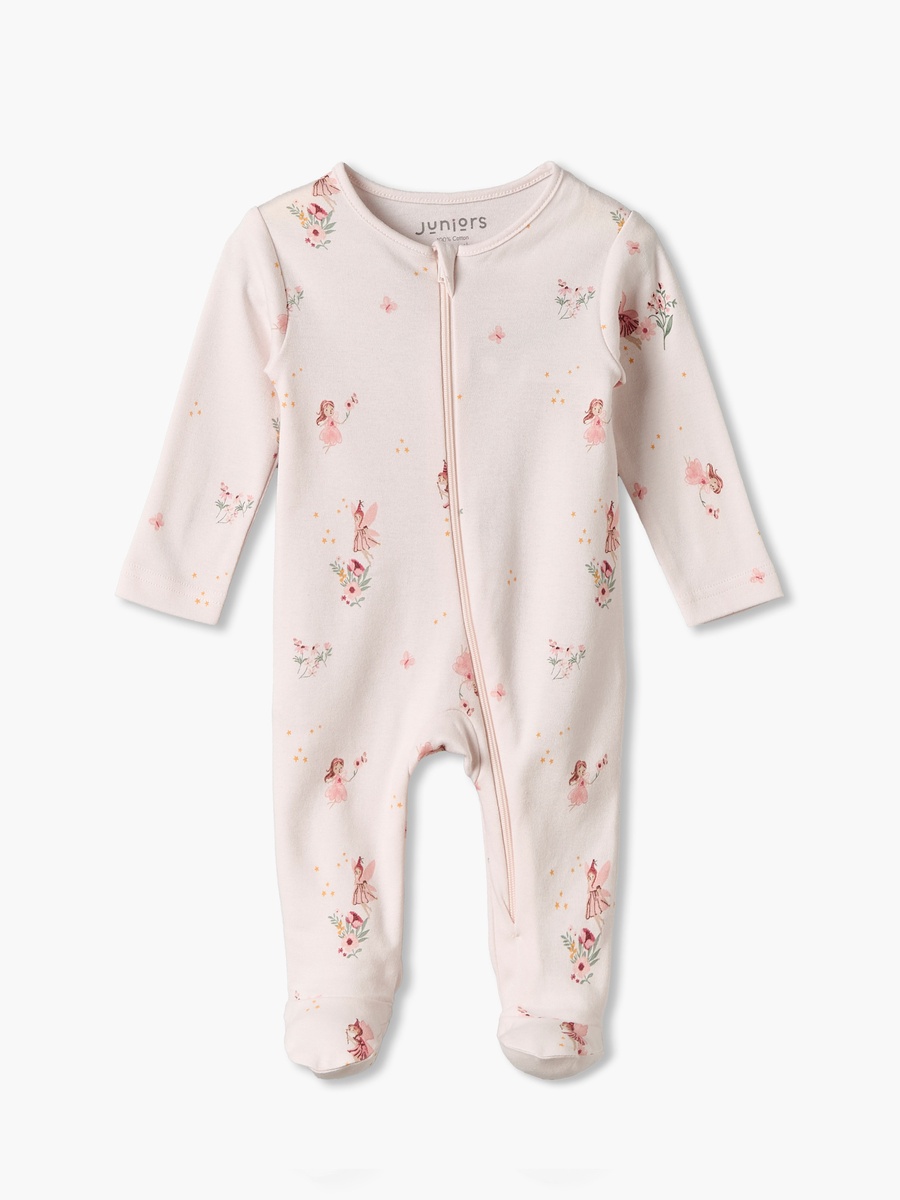 Juniors Cotton Crew Neck Long Sleeves Sleepsuit with Fairy Print