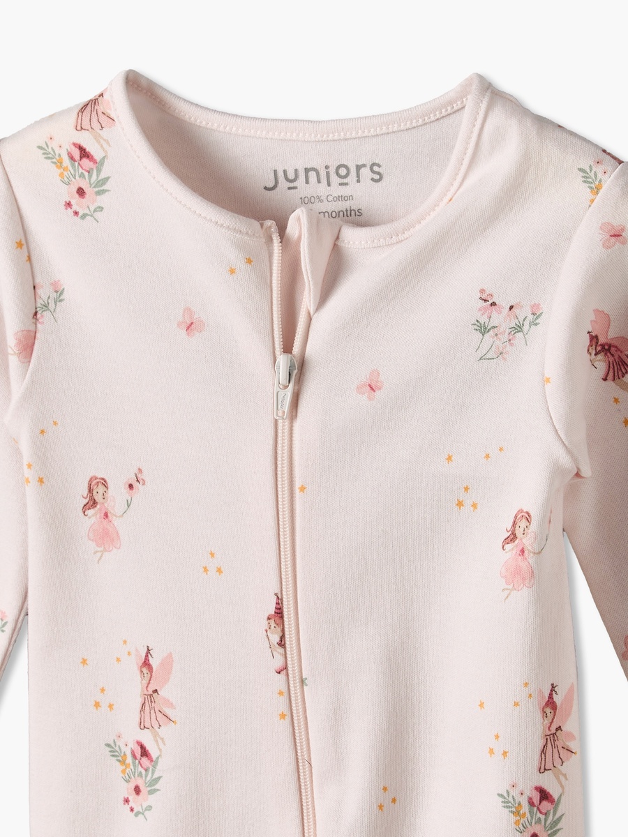Juniors Cotton Crew Neck Long Sleeves Sleepsuit with Fairy Print