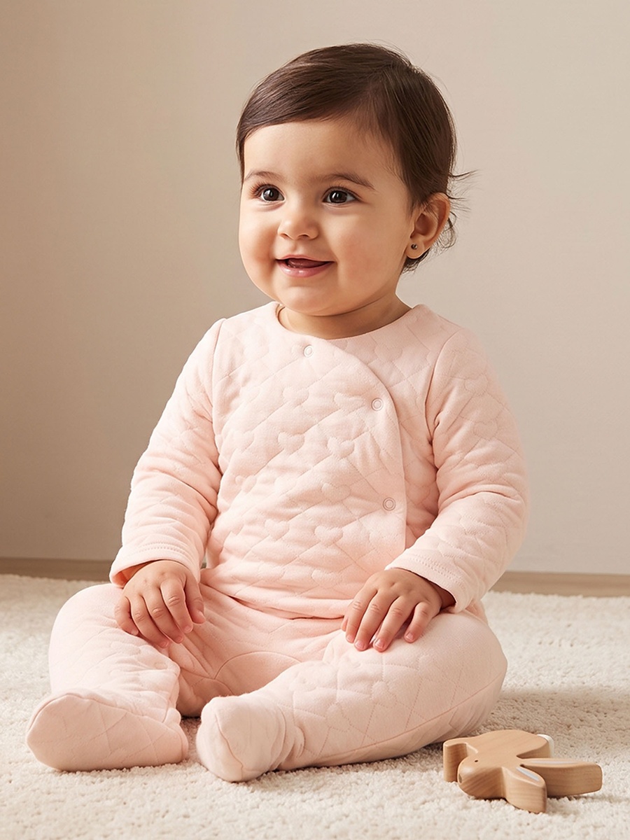 Juniors Cotton Round Neck Long Sleeves Sleepsuit with Padded Detail