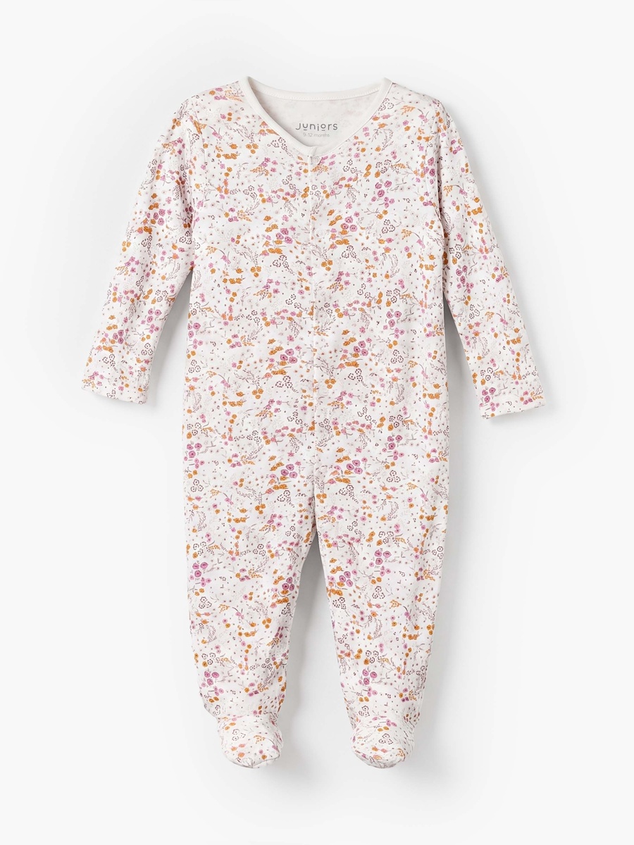 Pack of 5 Juniors Cotton Crew Neck Long Sleeves Sleepsuit with Snap Button Closure