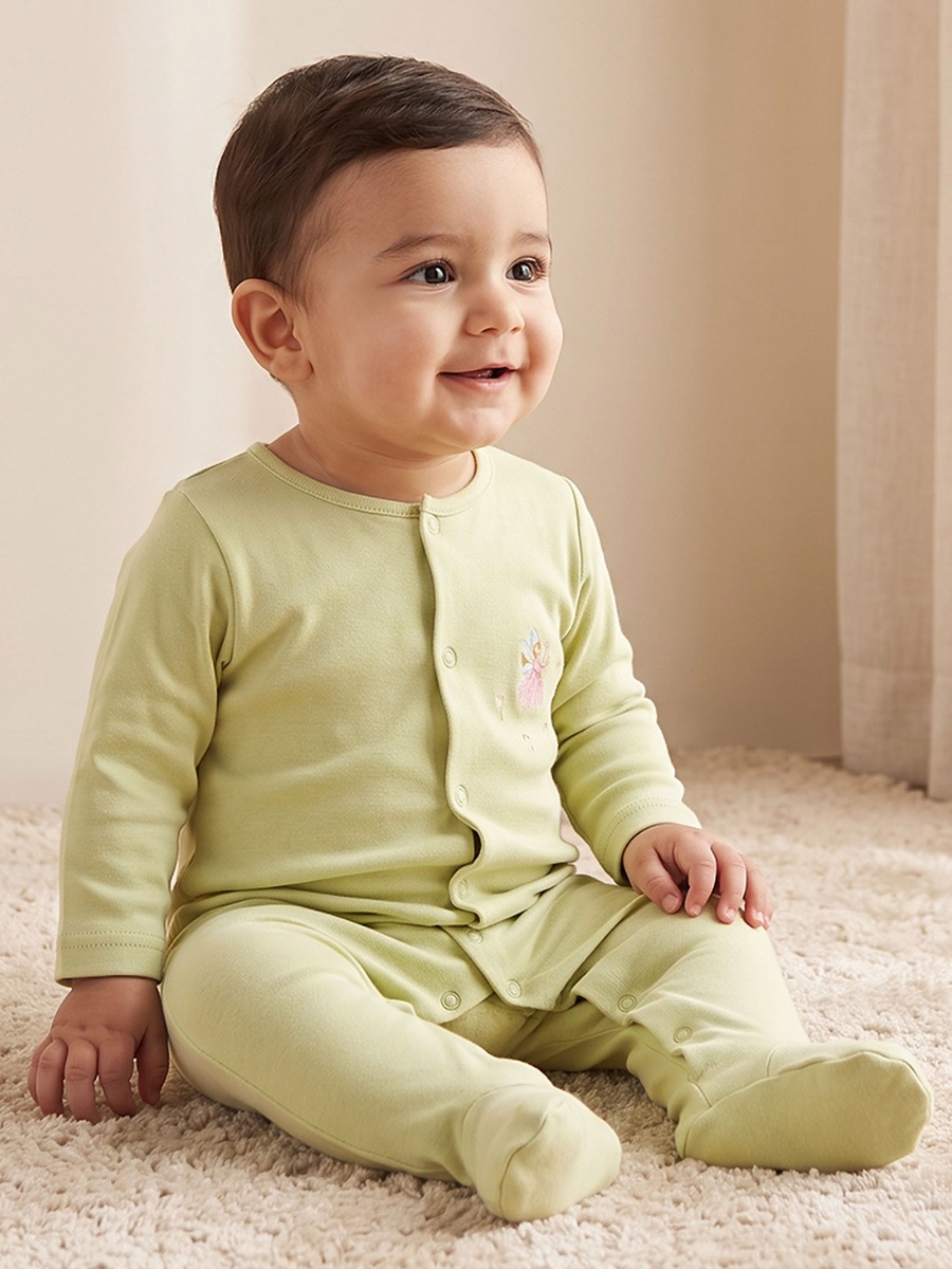Pack of 5 Juniors Round Neck Long Sleeves Sleepsuits with Fairy Print