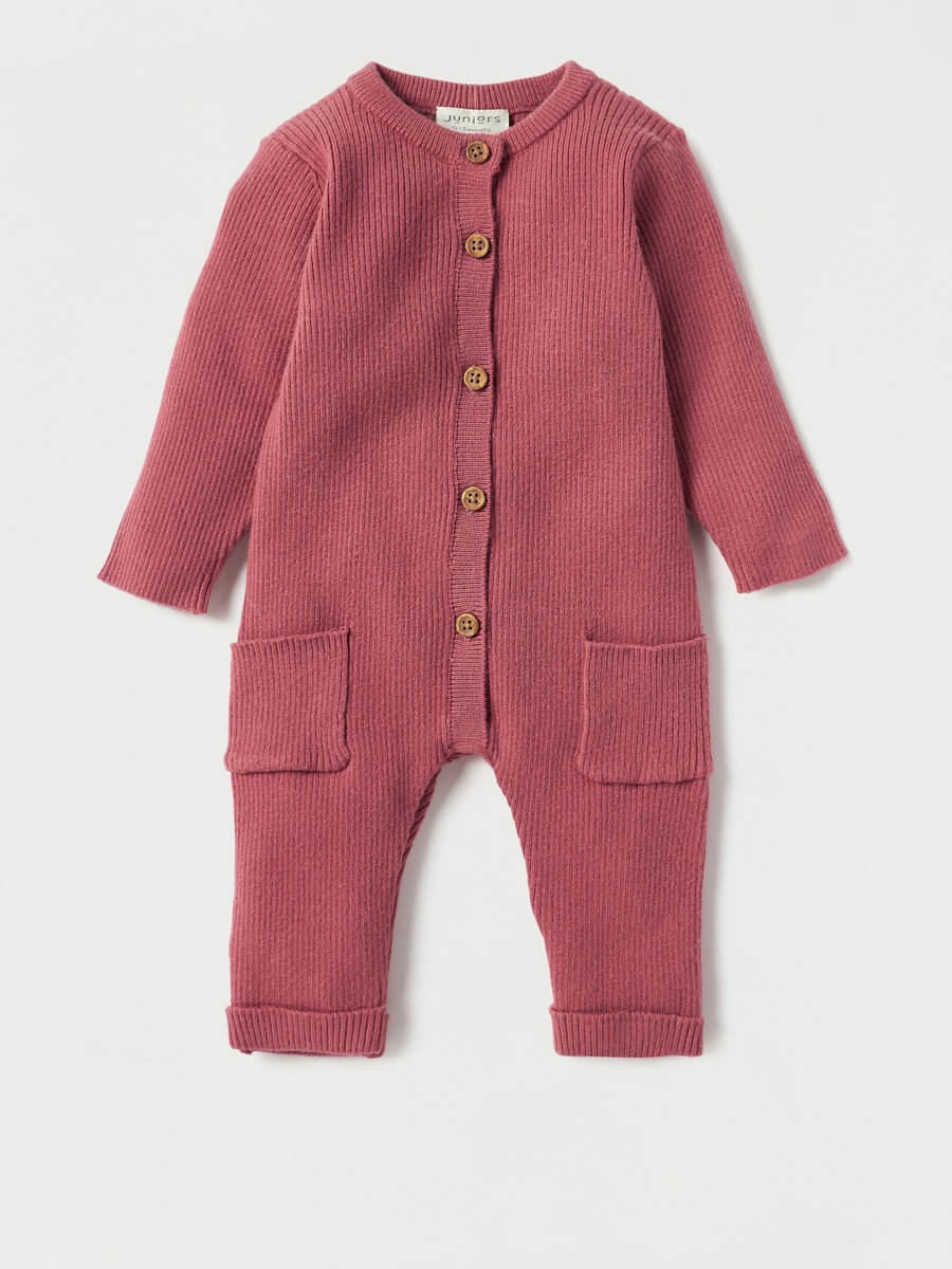Giggles Textured Sleepsuit with Long Sleeves and Button Closure