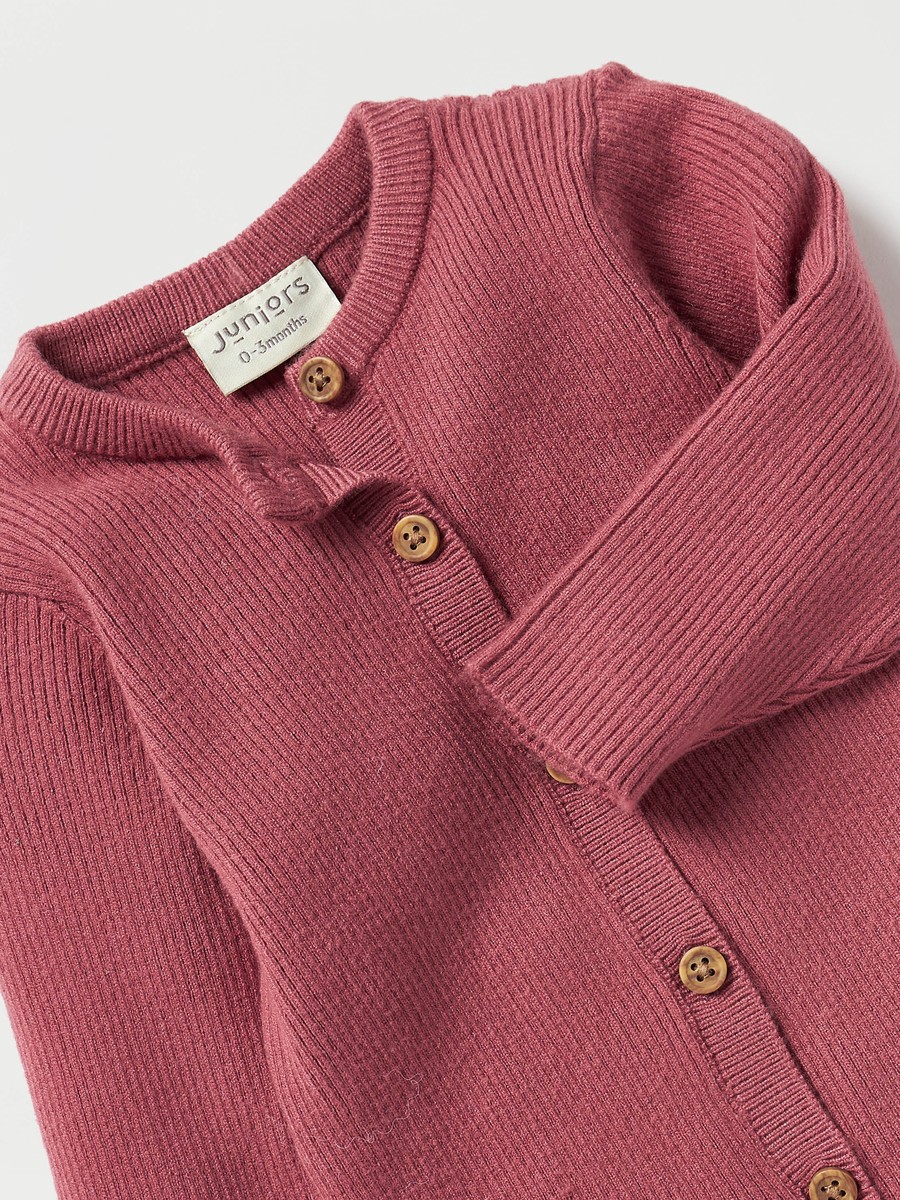 Giggles Textured Sleepsuit with Long Sleeves and Button Closure