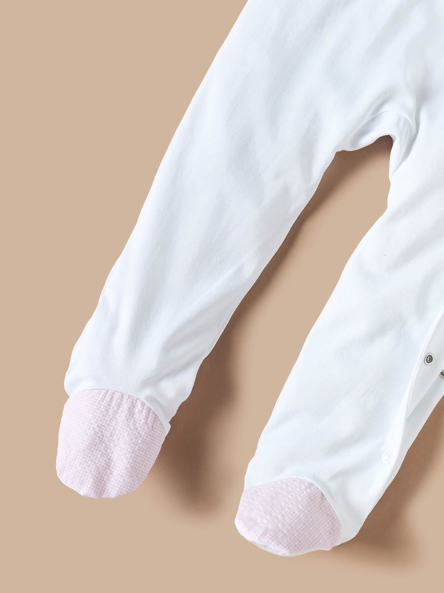 Giggles Bow Accent Closed Feet Sleepsuit with Long Sleeves