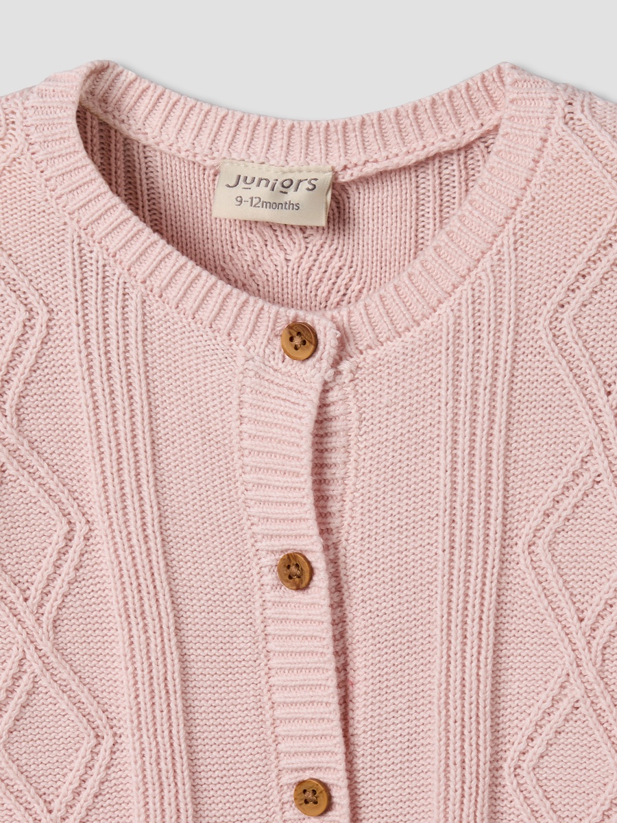 Juniors Cotton Crew Neck Long Sleeves Sleepsuit with Knit Texture