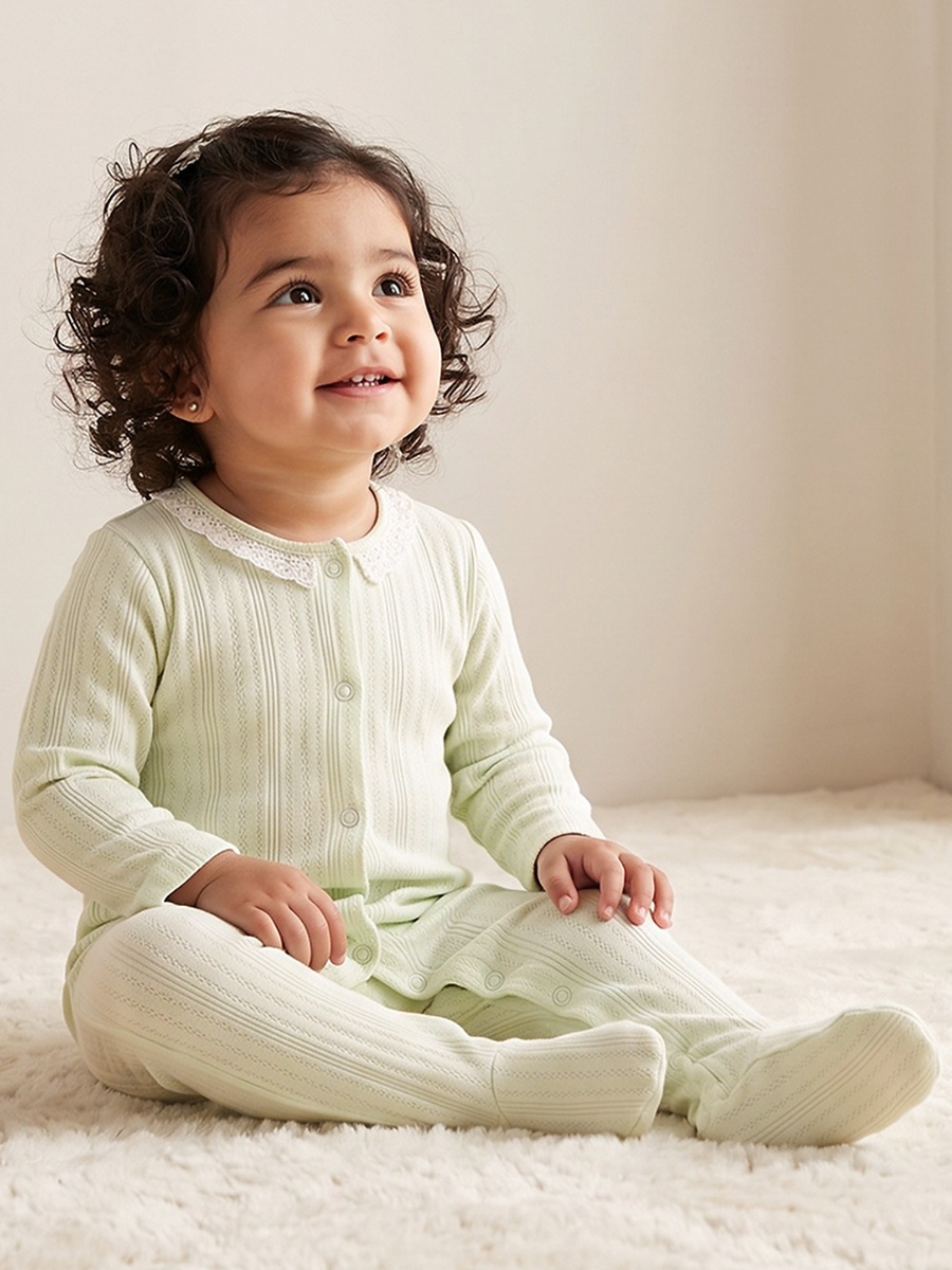 Pack of 3 Juniors Cotton Crew Neck Long Sleeves Sleepsuit with Floral Print
