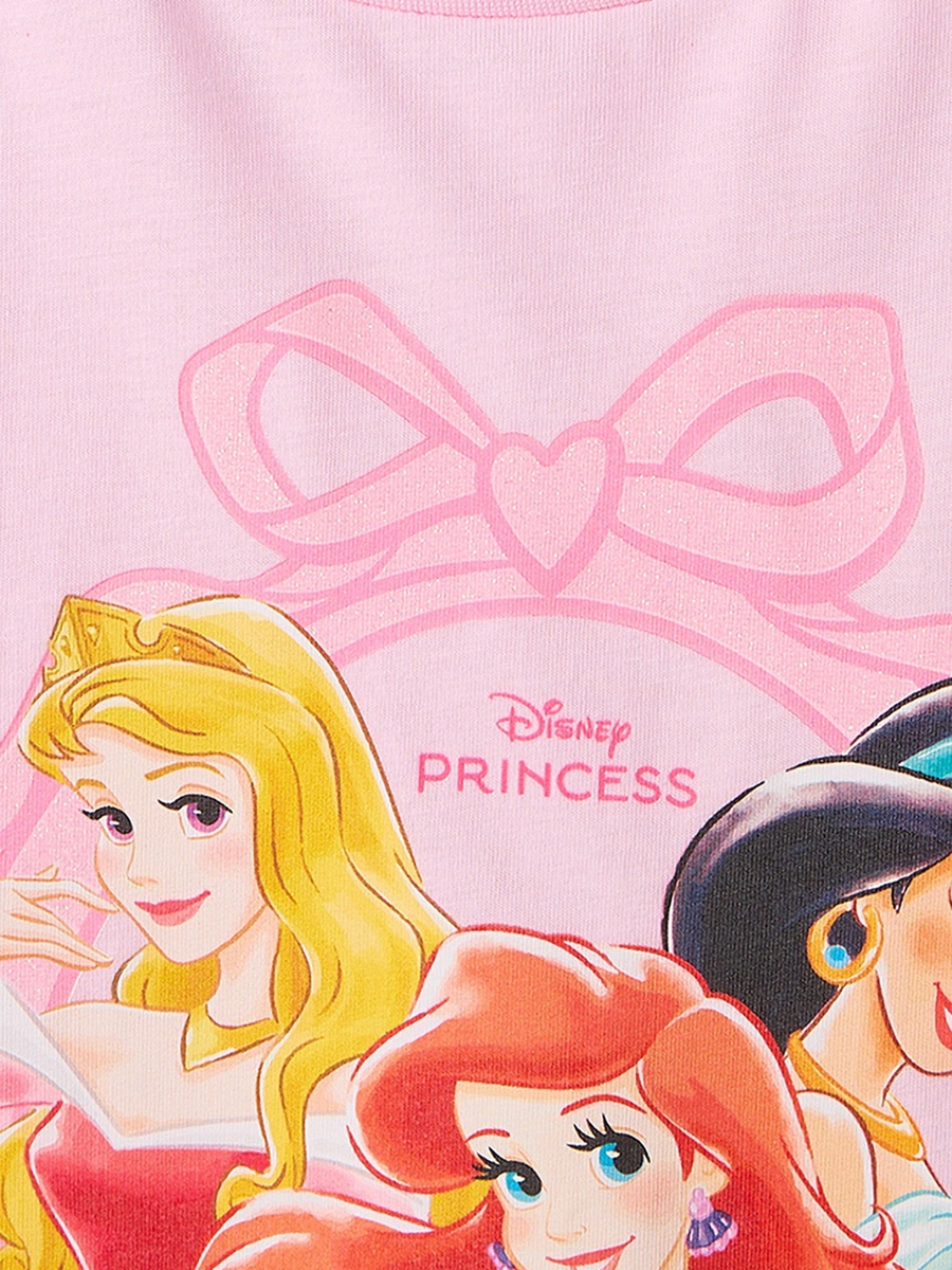 Disney Crew Neck Short Sleeves T-shirt with Princess Print