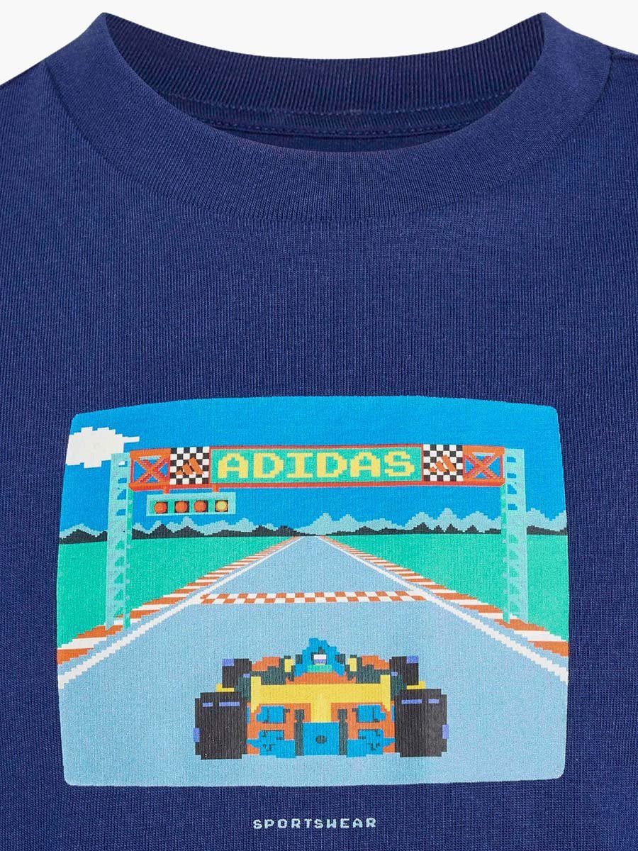 adidas Crew Neck Short Sleeves T-shirt with Race Track Print