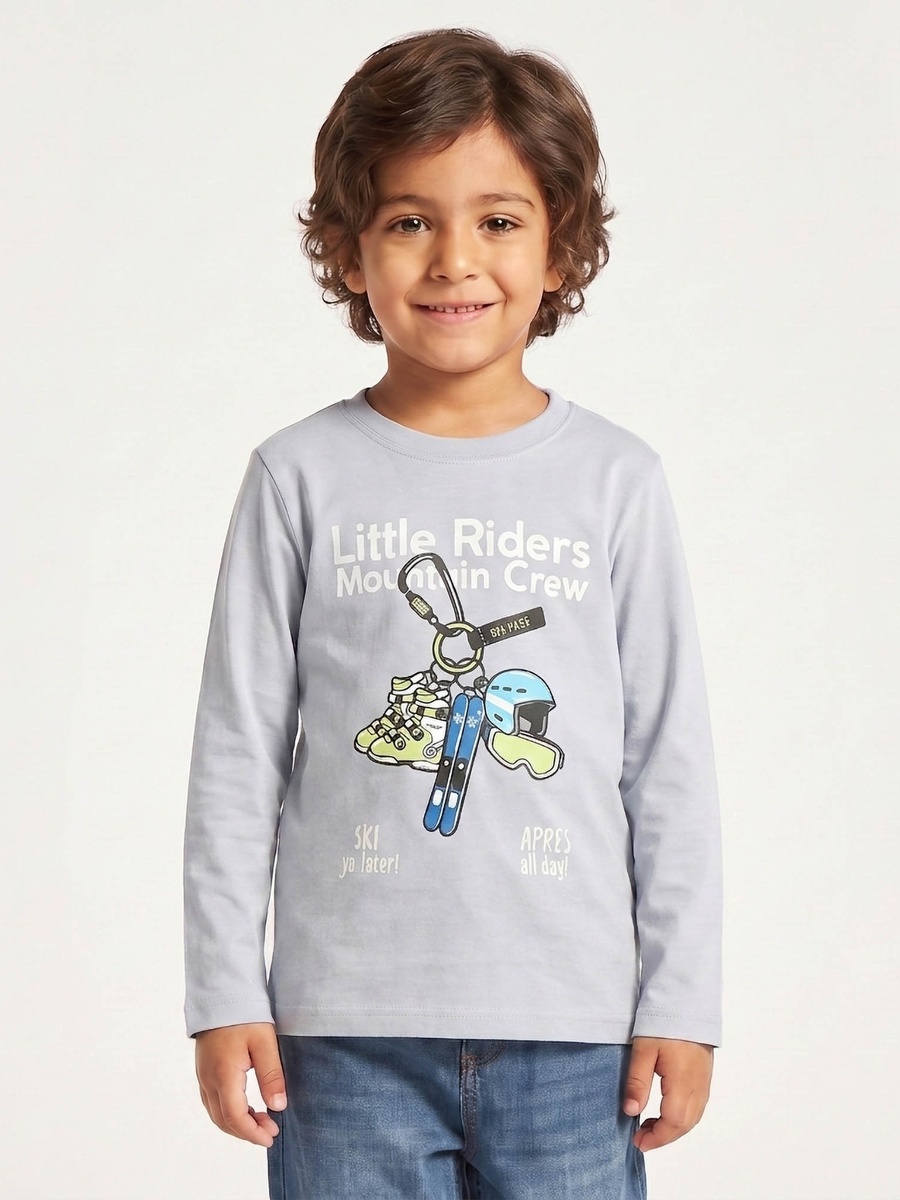 Juniors Crew Neck Long Sleeves T-shirt with Graphic Print