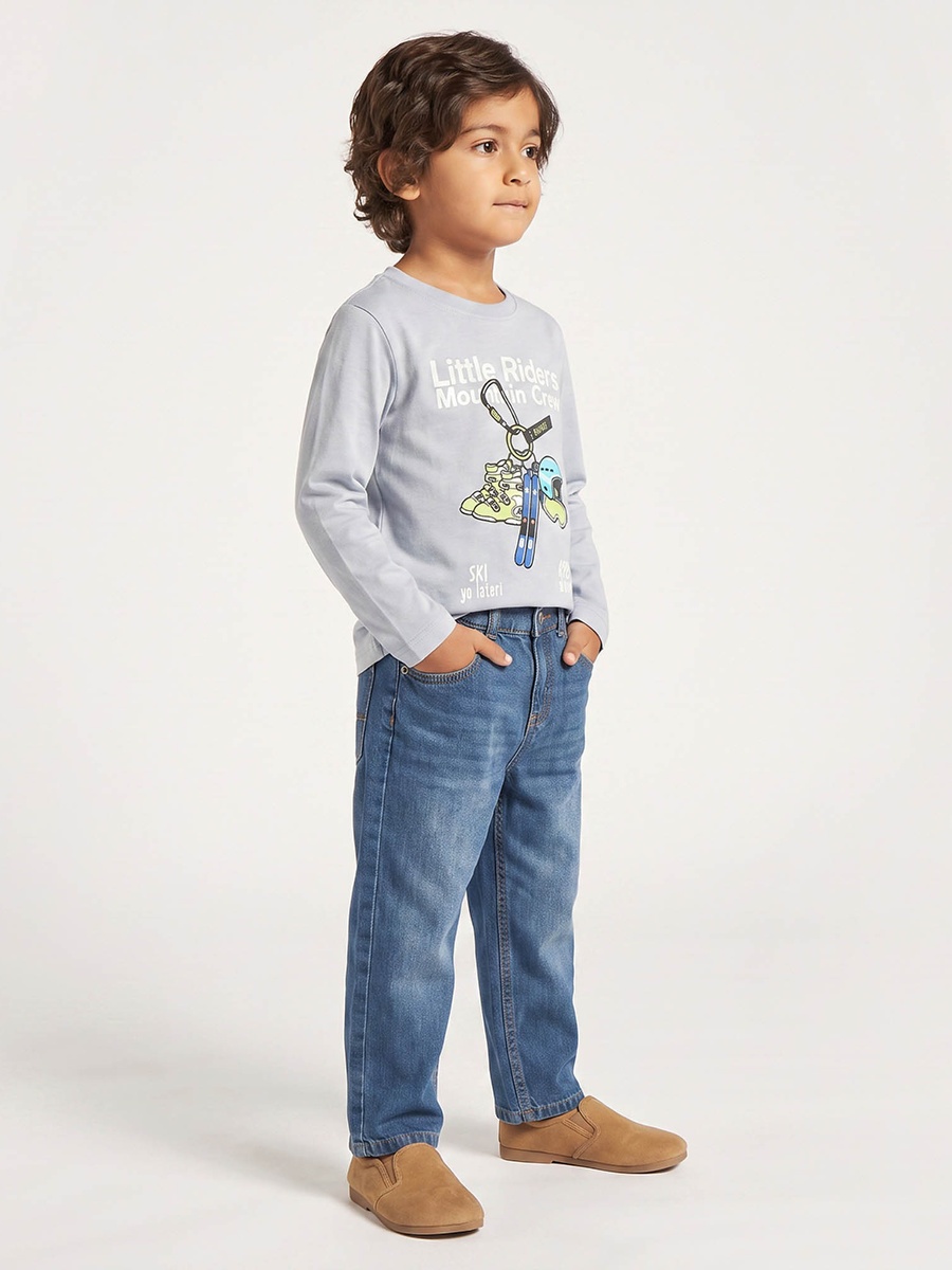 Juniors Crew Neck Long Sleeves T-shirt with Graphic Print