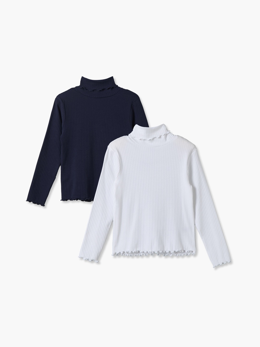 Pack of 2 Juniors High Neck Long Sleeves T-shirt with Ribbed Design