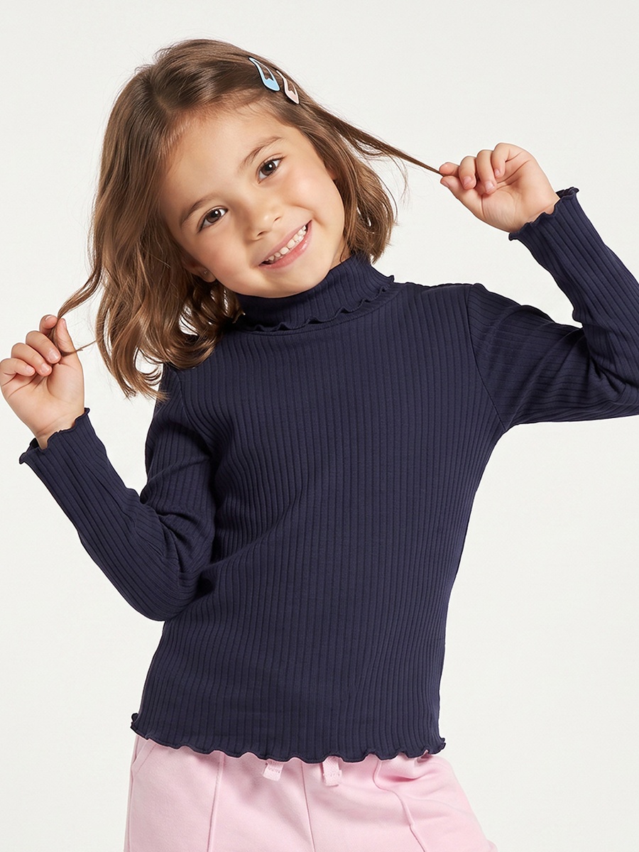 Pack of 2 Juniors High Neck Long Sleeves T-shirt with Ribbed Design