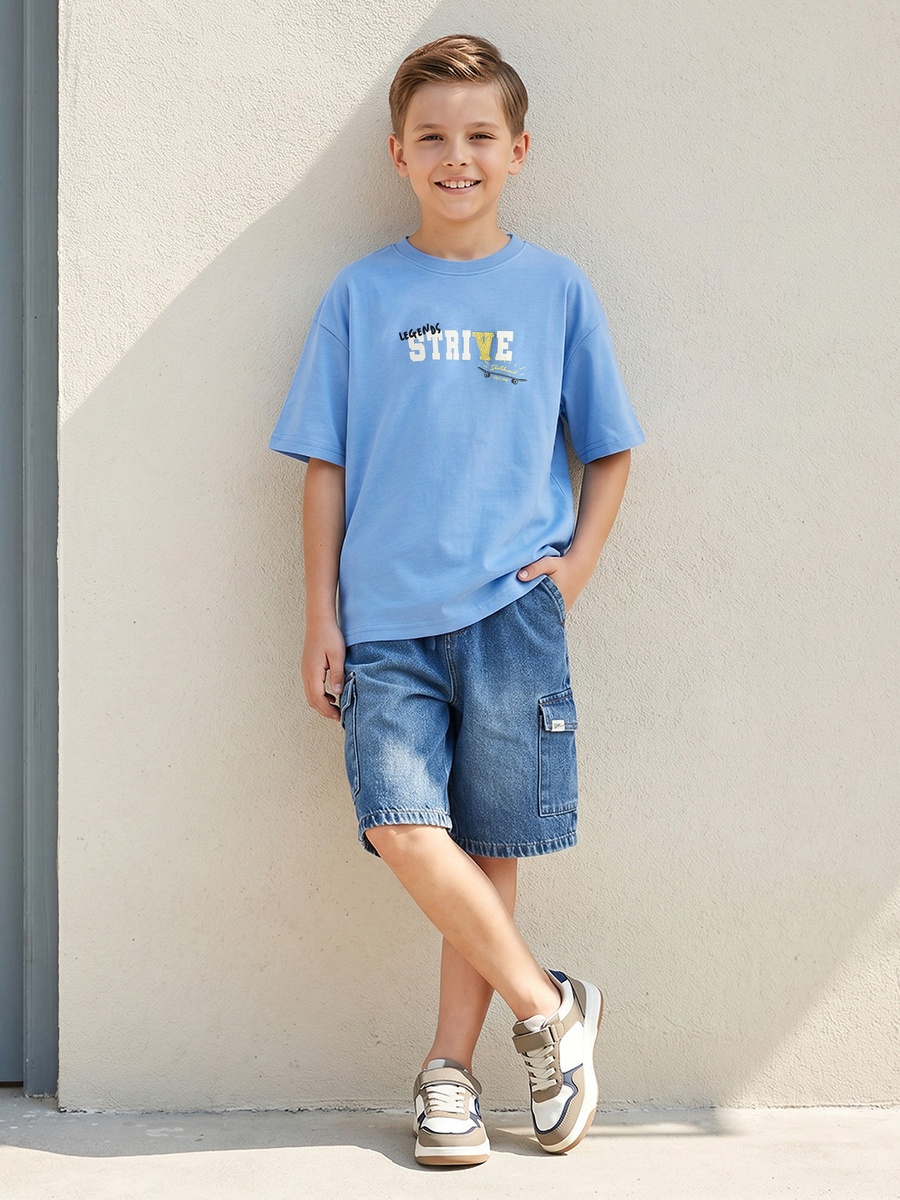 Juniors Crew Neck Short Sleeves T-shirt with Skateboard Print