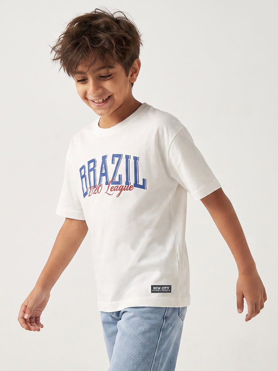 Juniors Crew Neck Short Sleeves T-shirt with Brazil Print