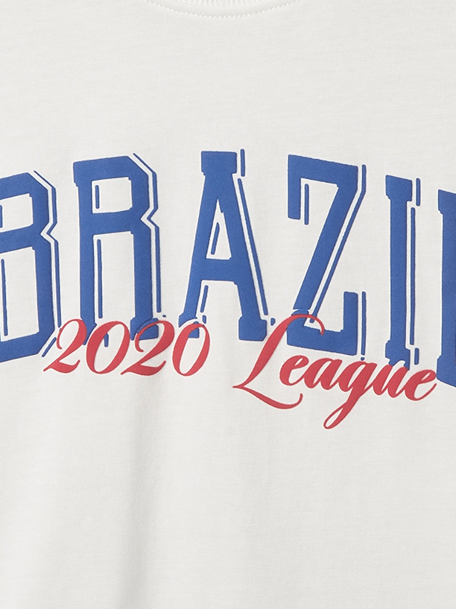 Juniors Crew Neck Short Sleeves T-shirt with Brazil Print