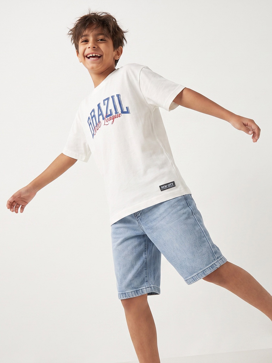 Juniors Crew Neck Short Sleeves T-shirt with Brazil Print