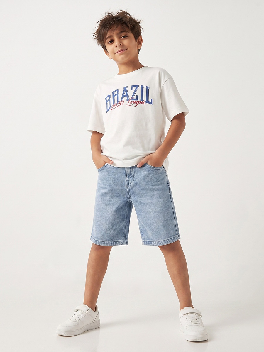 Juniors Crew Neck Short Sleeves T-shirt with Brazil Print