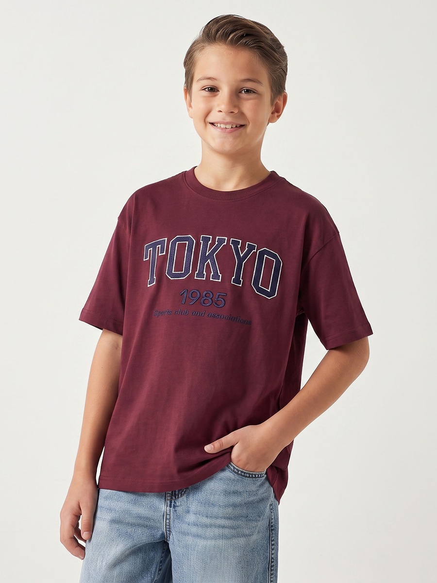 Juniors Crew Neck Short Sleeves T-shirt with Embroidery