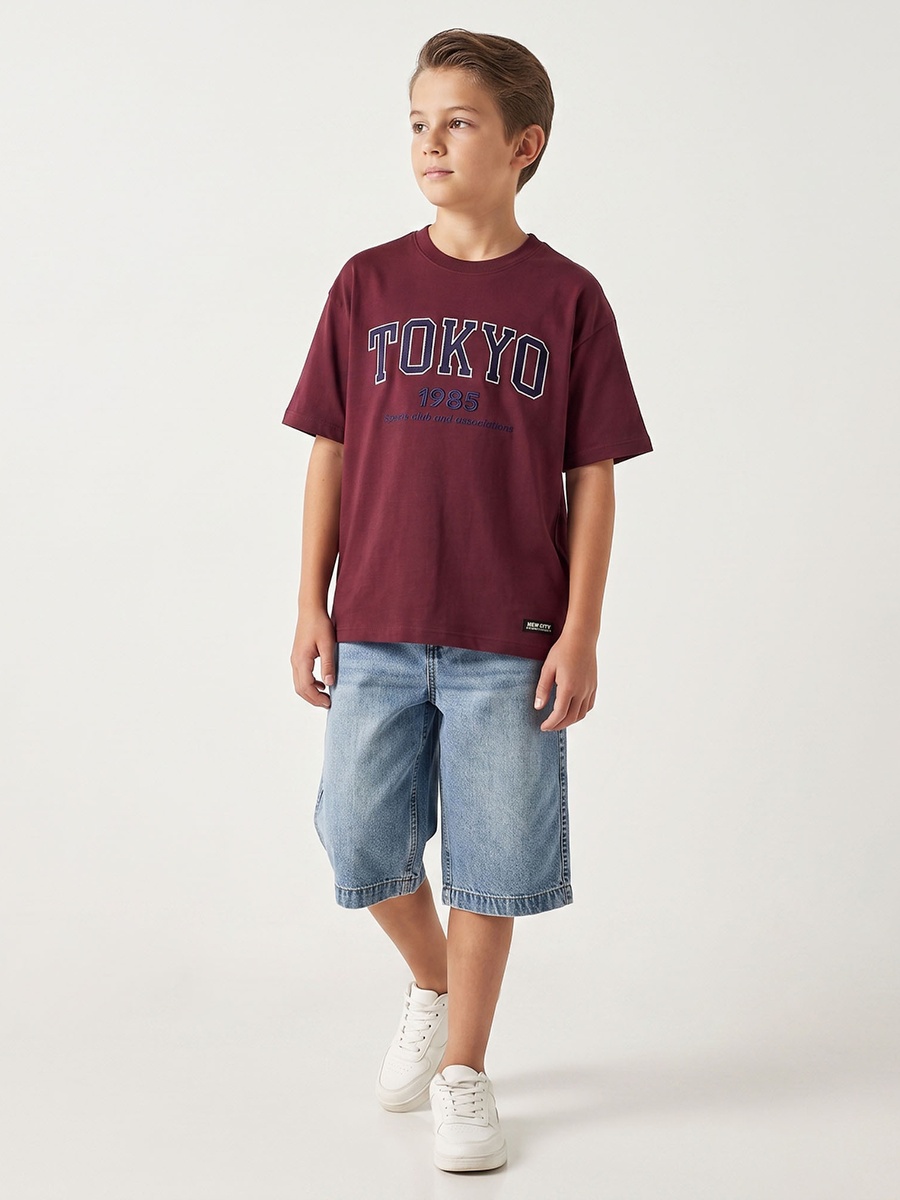 Juniors Crew Neck Short Sleeves T-shirt with Embroidery