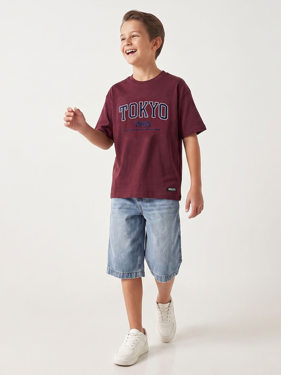 Juniors Crew Neck Short Sleeves T-shirt with Embroidery