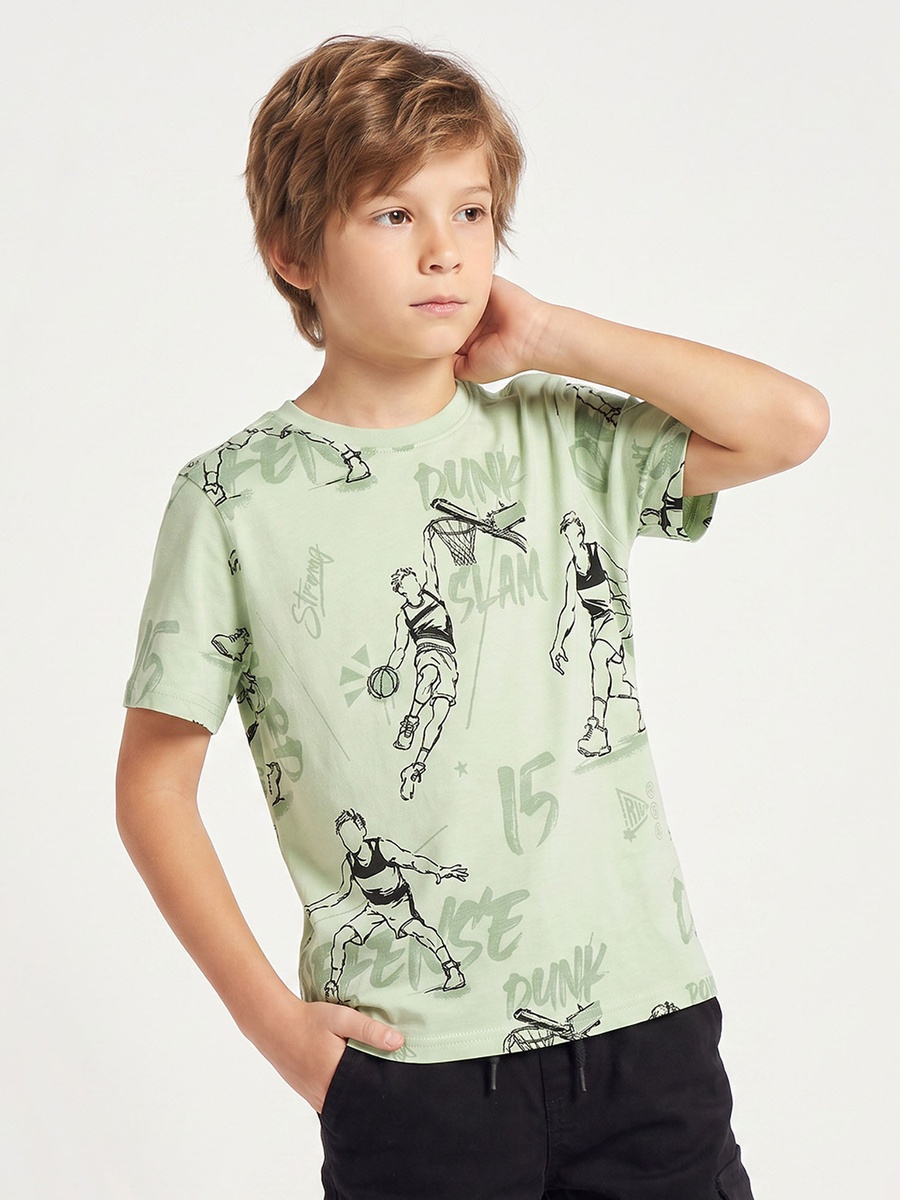 Juniors Crew Neck Short Sleeves T-shirt with Ski Print