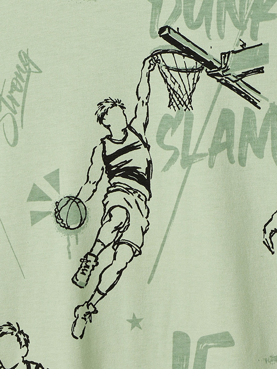 Juniors Crew Neck Short Sleeves T-shirt with Ski Print