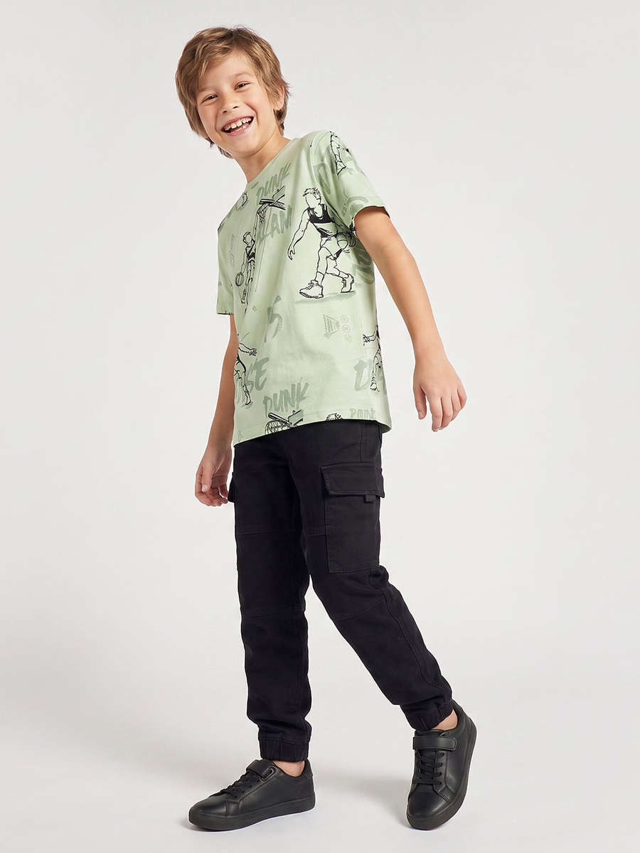 Juniors Crew Neck Short Sleeves T-shirt with Ski Print