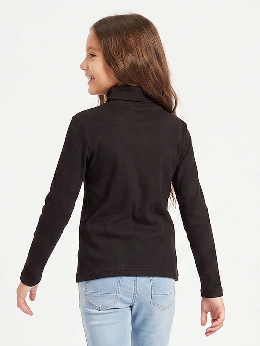 Juniors Turtleneck Long Sleeves T-shirt with Ribbed Design