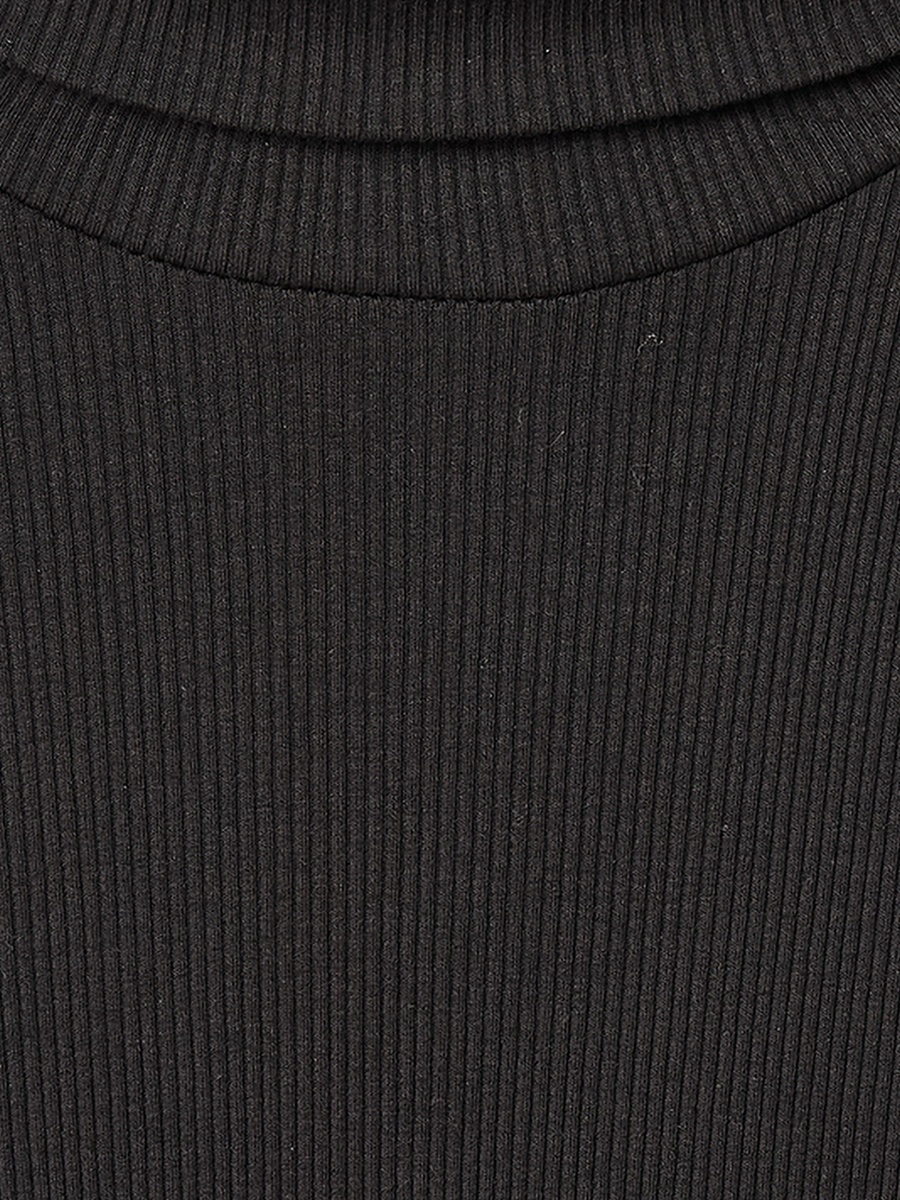 Juniors Turtleneck Long Sleeves T-shirt with Ribbed Design