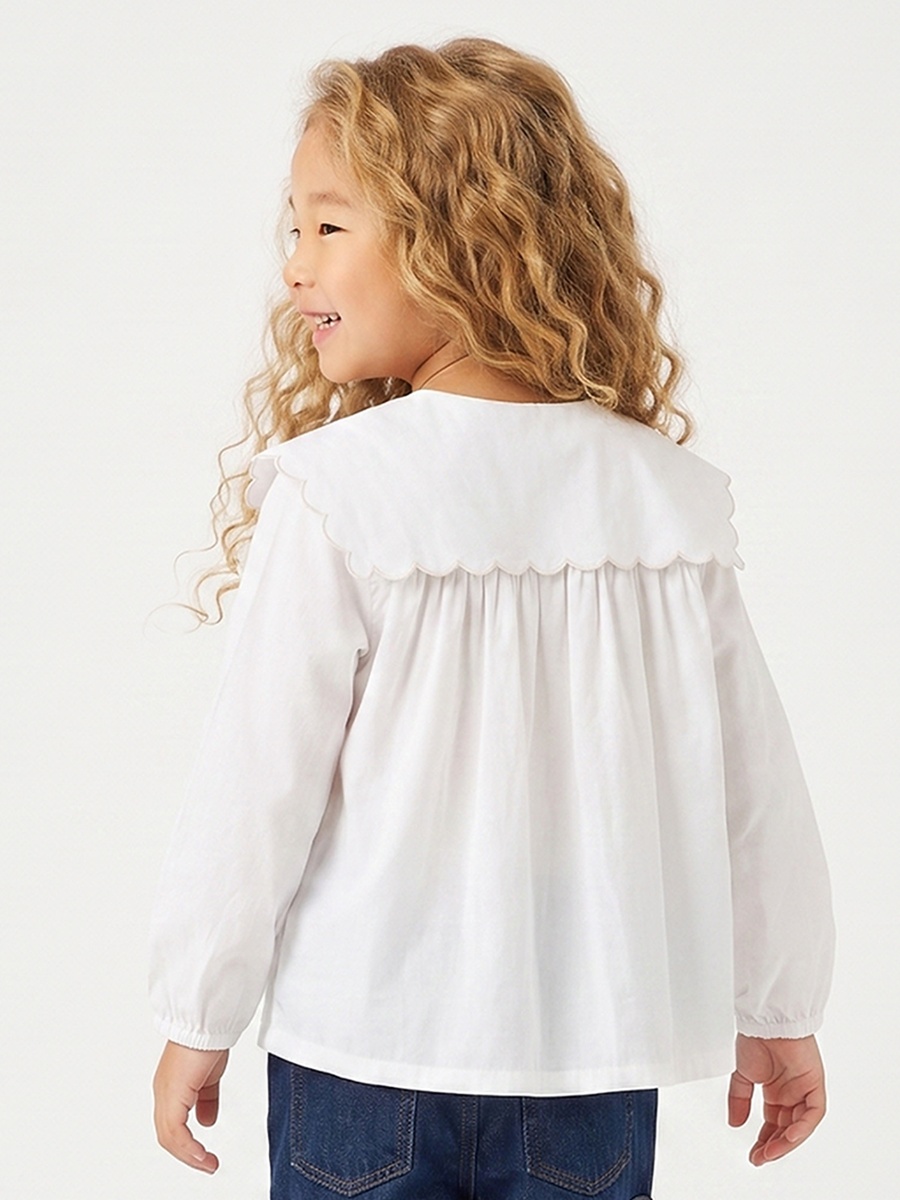 Eligo Sailor Collar Long Sleeves Top with Embroidered Detail