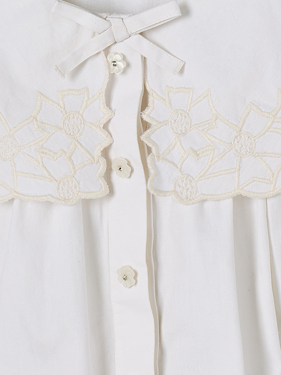 Eligo Sailor Collar Long Sleeves Top with Embroidered Detail
