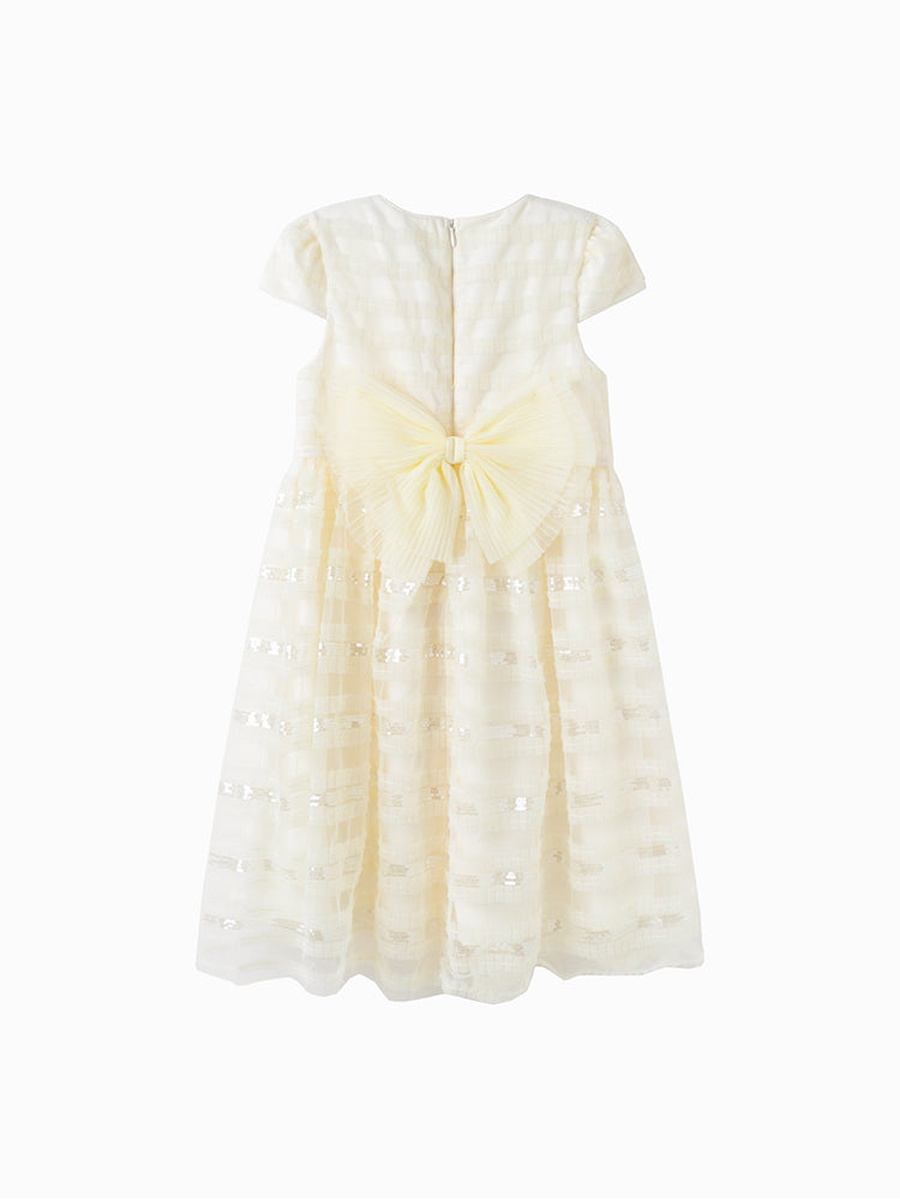Girls Dress With Tulle And Sequin Stripes